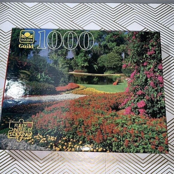 Vintage Golden Guild Cypress Gardens Jigsaw Puzzle 1000 Piece Colorful New - Picture 1 of 5